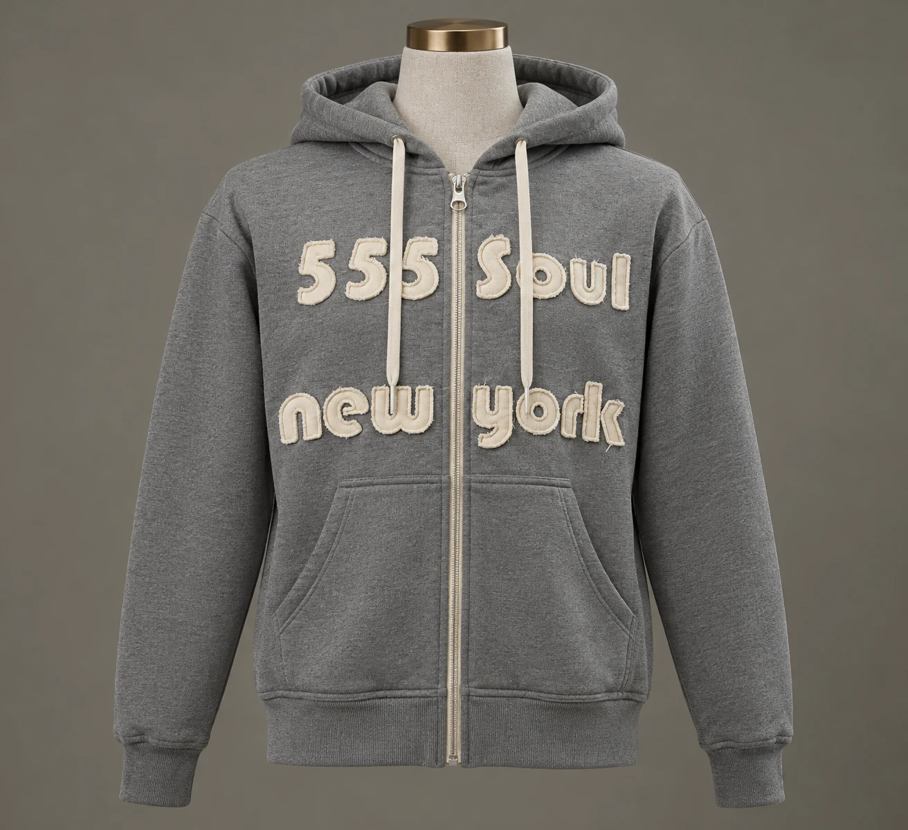 Sudadera gris “555 Soul New York”, vista frontal
