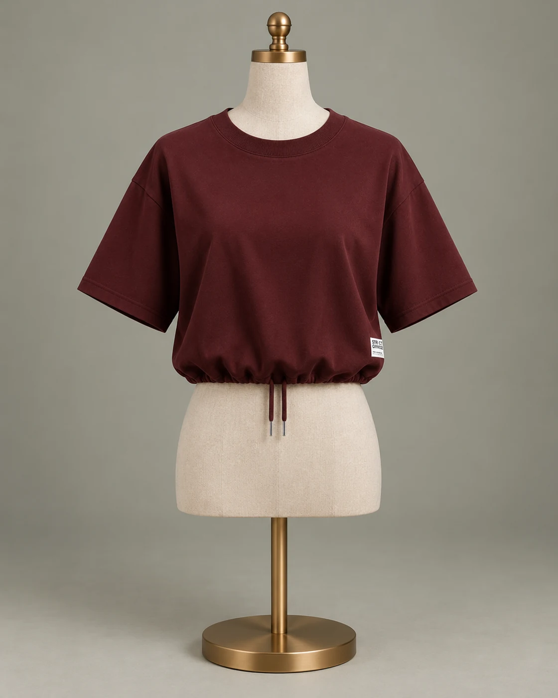 Camiseta burdeos Crop It, vista frontal