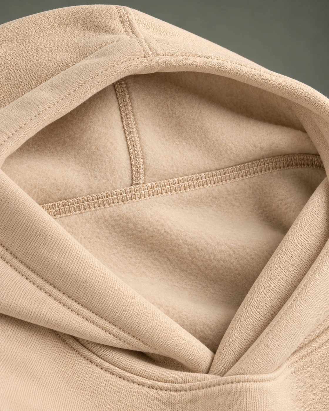 Close-up of the hood lining and fabric