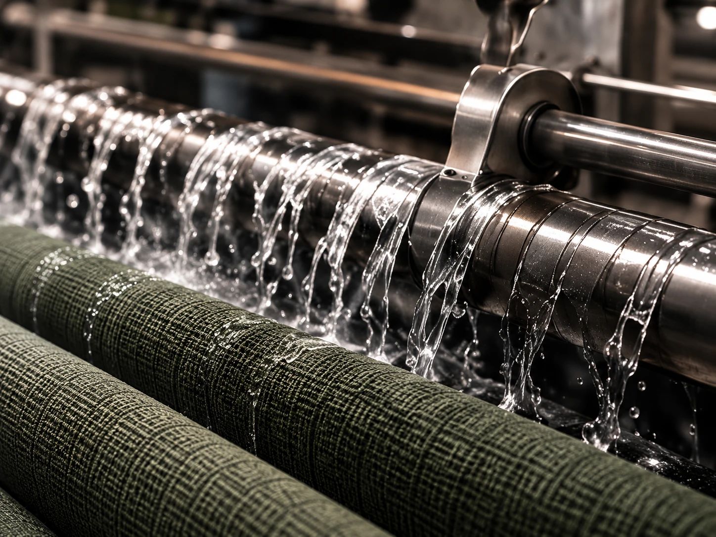 Industrial washing rollers with fabric